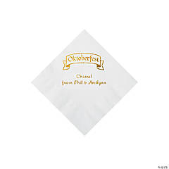 White Oktoberfest Personalized Napkins with Gold Foil - Beverage