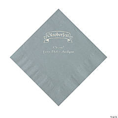 White Oktoberfest Personalized Napkins with Silver Foil - Beverage