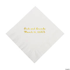 White Personalized Napkins with Gold Foil - Beverage