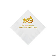 White Pumpkin Personalized Napkins with Gold Foil - Beverage