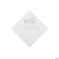 White Pumpkin Personalized Napkins with Silver Foil - Beverage