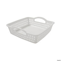 White Square Woven Storage Baskets with Handles - 6 Pc.