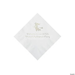 White Witch Personalized Napkins with Silver Foil - Beverage