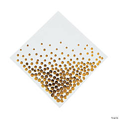 White with Gold Foil Dots Luncheon Napkins - 16 Pc.