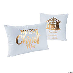 White with Gold Nativity Pillow Set - 2 Pc.