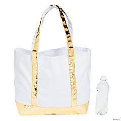 White with Gold Tote Bag