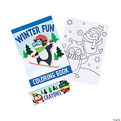 Winter Penguin Coloring Books with Crayons