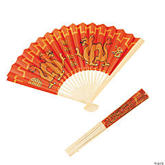 Wood Chinese New Year Dragon Folding Fans