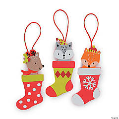Woodland Animal Stocking Ornament Craft Kit - Makes 12