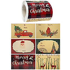 Wrapables Christmas Stickers Label Roll, Holiday Stickers for Sealing Cards, Envelopes, Gift Boxes, Festive Party Favors (500 Pcs) Reindeer & Santa