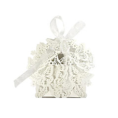 Wrapables White Butterflies Wedding Party Favor Boxes Gift Boxes with Ribbon (Set of 50)