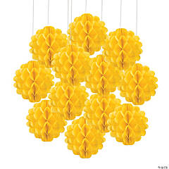Yellow Hanging Tissue Paper Balls