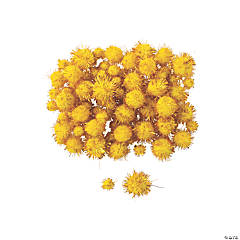 Yellow Tinsel Pom-Poms