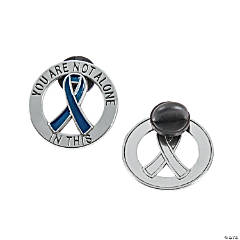 You Are Not Alone Blue Awareness Ribbon Pins - Less Than Perfect - 12 Pc.