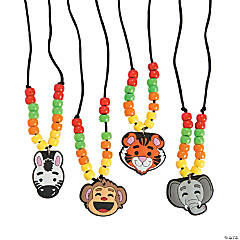 Zoo Animal Bead Necklace Craft Kit - Makes 12