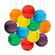 12 Solid Color Hanging Paper Lanterns - 12 Pc.