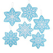 17" Large Snowflake Hanging Decorations - 6 Pc.