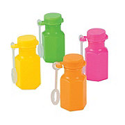 Hexagon Neon Mini Bubble Bottles - 48 Pc.