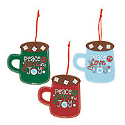 Hot Cocoa Ornaments - 12 Pc.