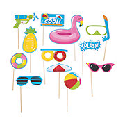 Pool Party Photo Booth Props- 12 Pc.