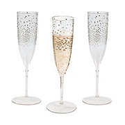 Premium Plastic Silver Dot Champagne Flutes - 25 Ct.