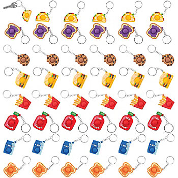 1 1/2" Bulk 48 Pc. Mini Food Lotsa Pops Pop Fidget Toy Keychain Assortment