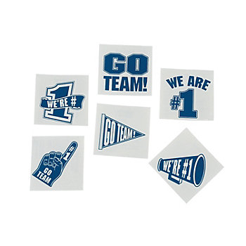 1 1/2" Bulk 72 Pc. Blue Go Team Temporary Tattoos Assortment