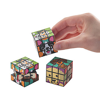 1 1/2" Mini Dog Party Magic Plastic Puzzle Cubes – 12 Pc.