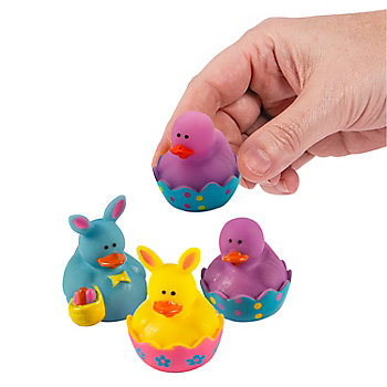 1 1/2" Mini Easter Vinyl Rubber Duck Toys - 24 Pc.