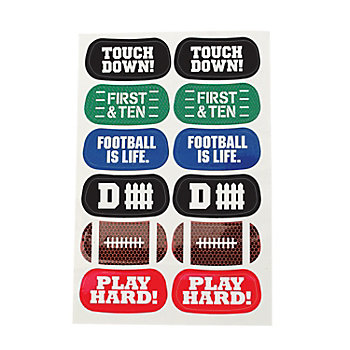 1 3/4" Football Face Temporary Tattoo Sheets Assortment - 6 Pc.