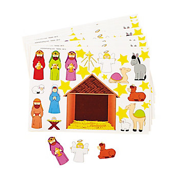 1/4" - 3" Make-A-Nativity Scene Paper Sticker Sheets - 12 Pc.