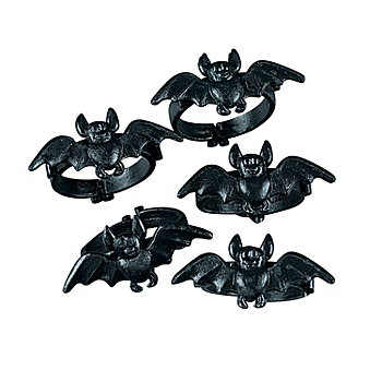 1" Bulk 144 Pc. Classic Halloween Black Bat Plastic Rings