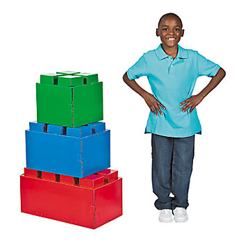 1 ft. &#8211; 2 ft. 3D Color Brick Building Block Party Cardboard Cutout Stand-Ups &#8211; 3 Pc.