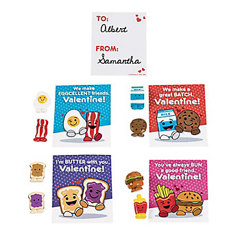 1" Micro Food Characters Valentine Exchanges with Card for 12