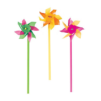 10 1/4" Bulk 72 Pc. Bright Neon Plastic Pinwheels