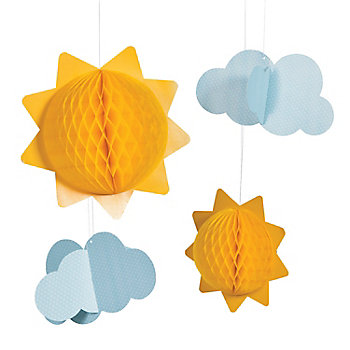 10" - 13" You Are My Sunshine Tissue Balls and Clouds - 6 Pc.