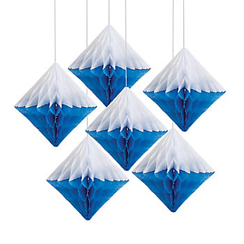10" Blue Diamond Honeycomb Ceiling Decorations - 6 Pc.