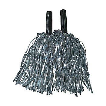 10" Bright Silver Metallic Plastic Foil Cheer Pom-Poms - 12 Pc.