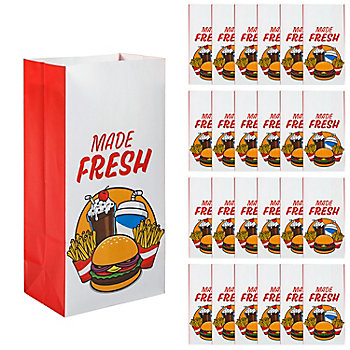 10" Fast Food Party Made Fresh Paper Treat Bags - 12 Pc.