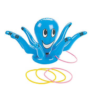 11" Blue Inflatable Smiling Octopus Plastic Ring Toss Game 