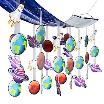 12 ft. x 12" Outer Space Party Planets & Rockets Hanging Ceiling Decoration