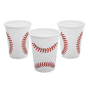 12 oz. Bulk 50 Ct. Baseball Stitching Disposable Plastic Cups