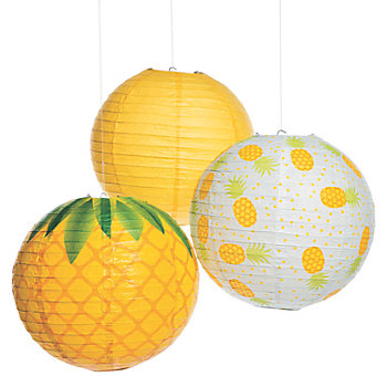 12" Pineapple Hanging Paper Lanterns - 3 Pc.