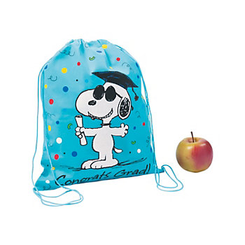 12" x 15" Medium Peanuts® Graduation Snoopy Nonwoven Drawstring Bags
