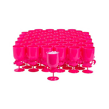 14 oz. Bulk 60 Ct. Pink Flamingo Reusable Plastic Goblets