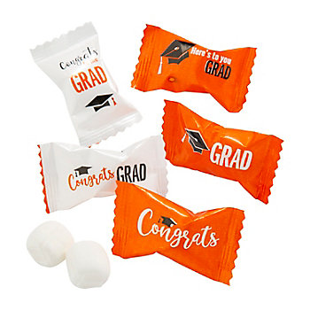 14 oz. Graduation-Themed Buttermints in Orange Wrappers - 108 Pc.