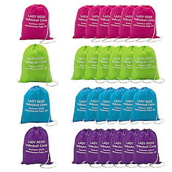 14" x 18" Personalized Large Bright Color Polyester Drawstring Bags - 48 Pc.