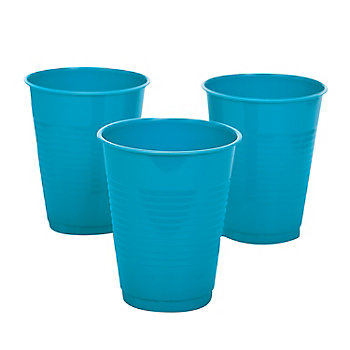 16 oz. Turquoise Disposable Plastic Cups - 20 Ct.