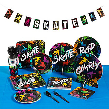 191 Pc. Skateboard Party Disposable Tableware Kit for 24 Guests