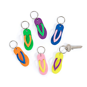 2 1/2" Bright Color Flip Flop Plastic Keychains - 12 Pc.
